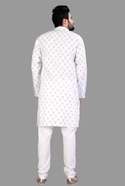 Men's Cotton Printed Kurta with Pyjama Set