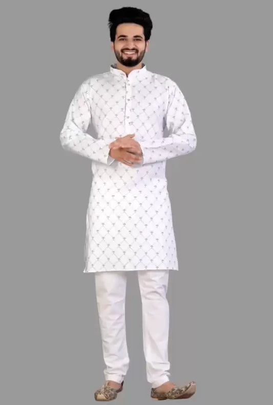 Men's Cotton Printed Kurta with Pyjama Set
