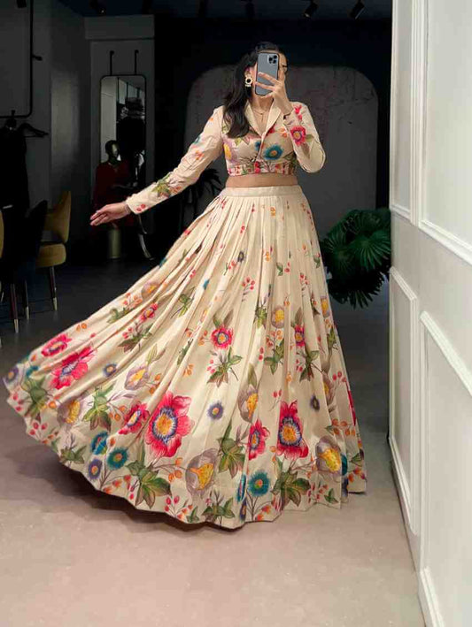 Traditional Tasar Silk lehenga choli outfit