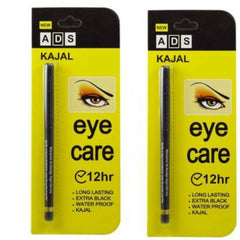 ADS EyecareSuper Black Long Lasting Matte Finish Waterproof Eye Kajal Pencil Combo (Pack of 2)