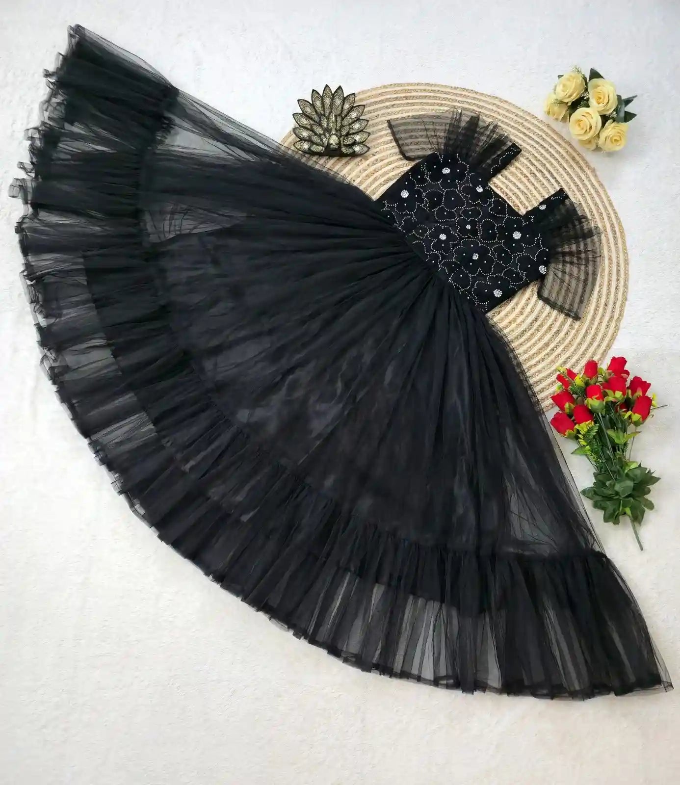 Designer Premium Soft Net Midi Dress – Party & Festive Wear