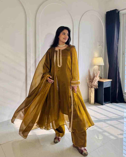 Designer party wear Anarkali gown pant palazzo set with dupatta