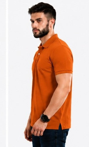 Ring spun cotton polo T-shirt front and back view
