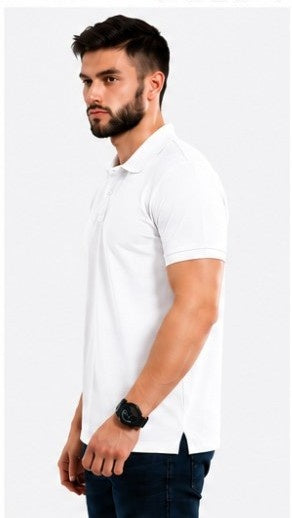 Super combed cotton polo T-shirt front and back view