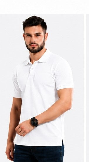 Super combed cotton polo T-shirt front and back view