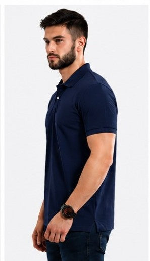 Micro polyester polo T-shirt front and back view
