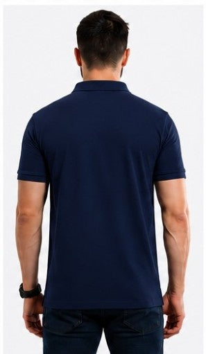 Micro polyester polo T-shirt front and back view