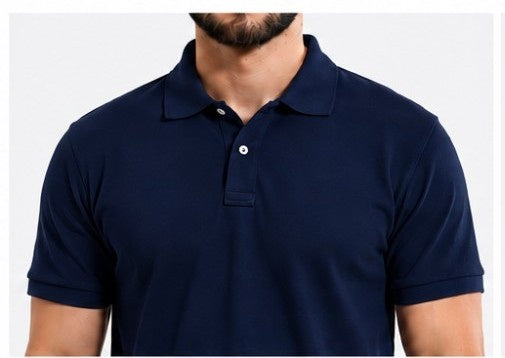 Micro polyester polo T-shirt front and back view