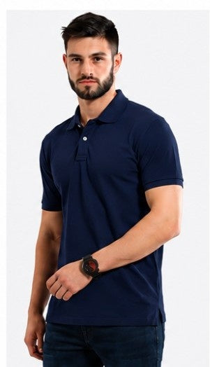 Micro polyester polo T-shirt front and back view