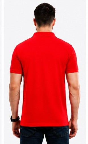 Micro polyester performance polo T-shirt front and back view