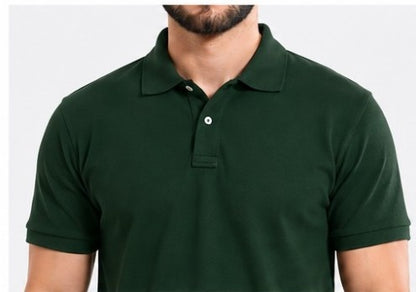Poly cotton polo T-shirt front and back view