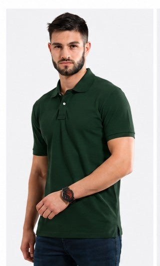 Poly cotton polo T-shirt front and back view