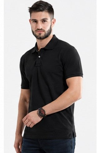 Poly cotton polo T-shirt front and back view
