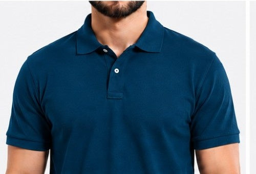 Micro polyester performance polo T-shirt front and back view