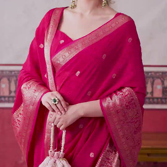 Women party wear Chinon saree with self print
