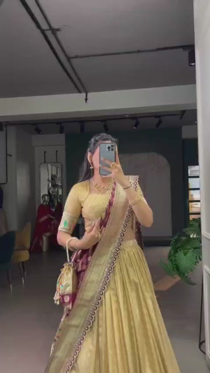 Zari weaving lehenga choli back & front  profile design