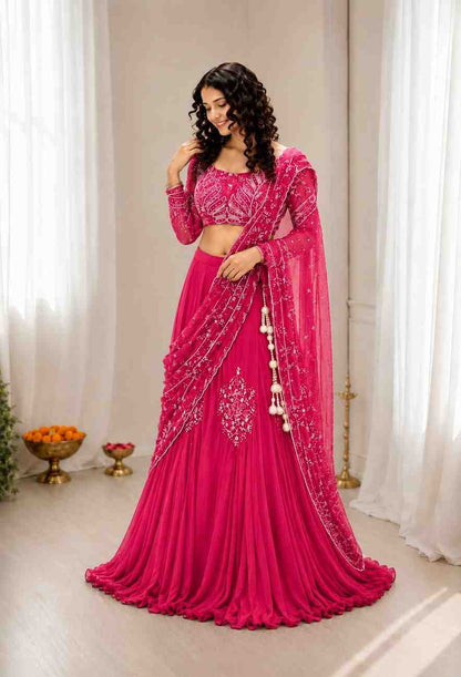 Chinon silk festive dress for women