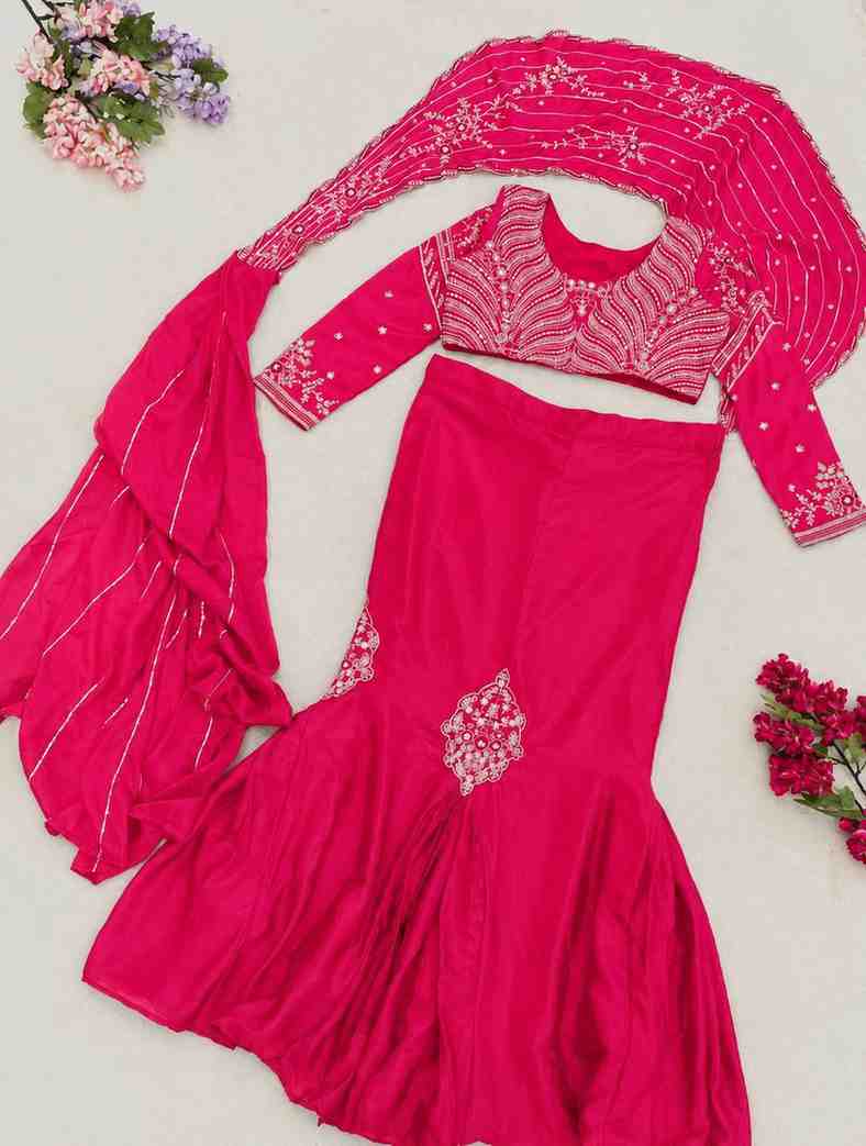 Embroidery sequins lehenga outfit side view