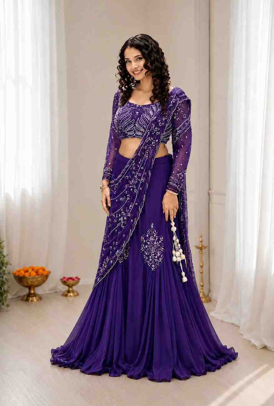 Festive ethnic dress with attached pallu
