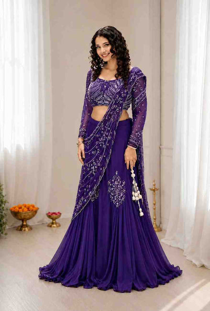 Festive ethnic dress with attached pallu