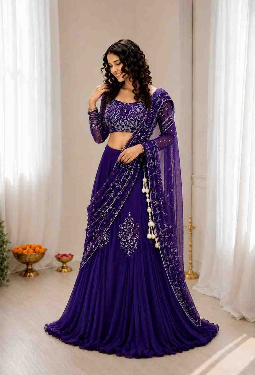Embroidered lehenga style dress graceful look