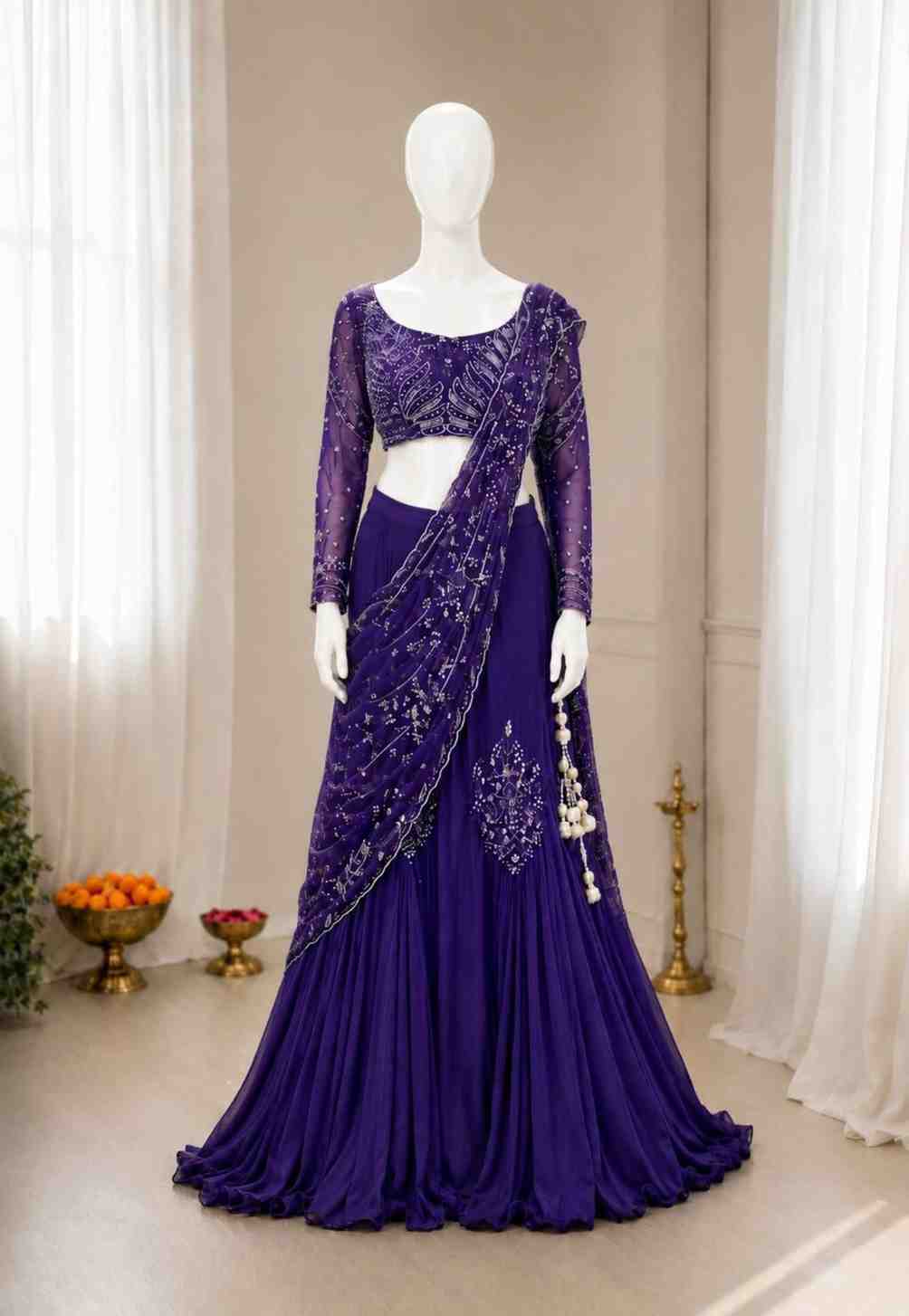 Premium Chinon silk party wear dress