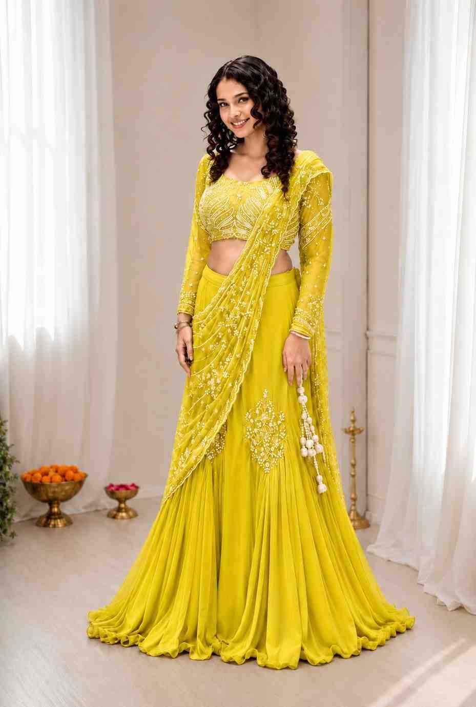 Designer lehenga style dress with stitched blouse