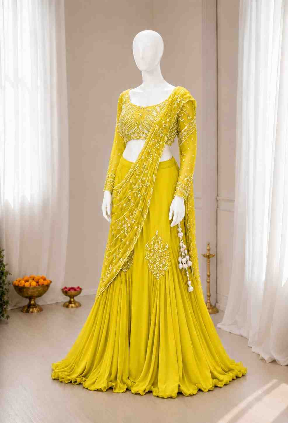 Chinon silk ready to wear festive dress