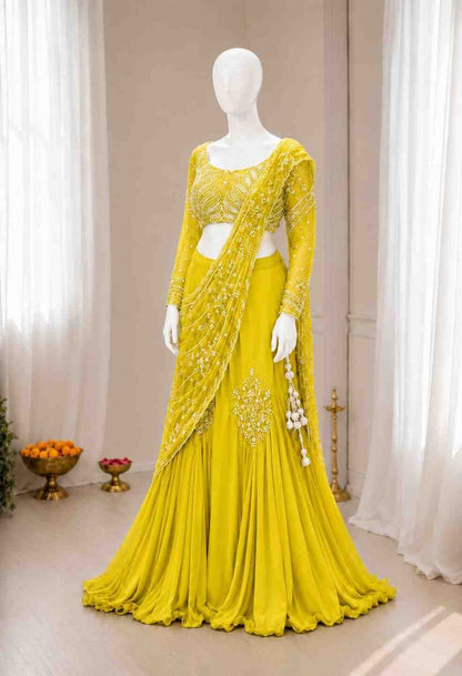 Chinon silk ready to wear festive dress