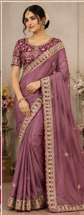 Elegant Women's wine color Designer Saree