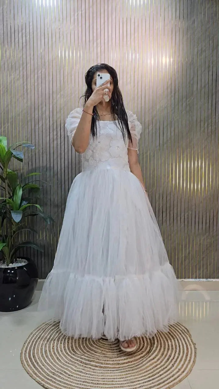 Designer Premium Soft Net Midi Dress – Party & Festive Wear