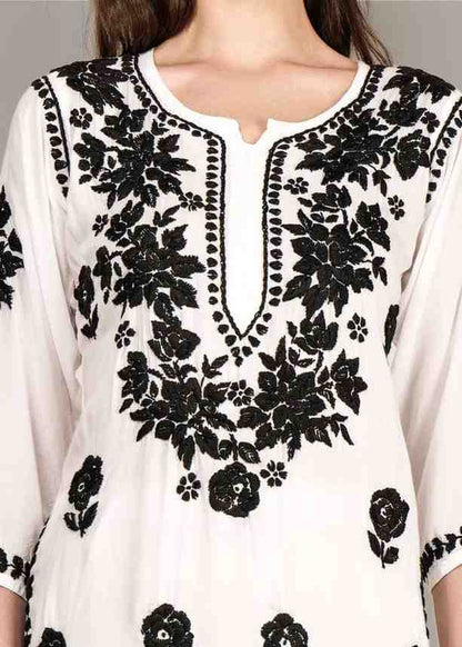 Elegant black and white chikankari kurta with palazzo pants