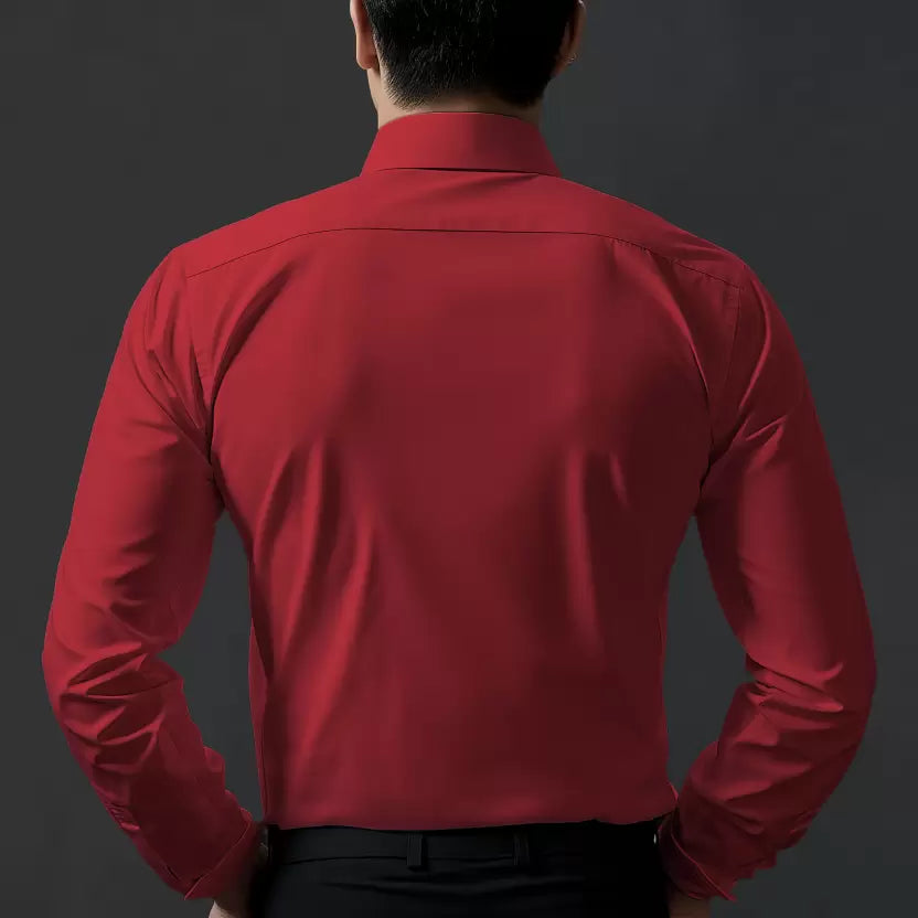 Men Regular Fit Solid Spread Collar Formal Shirt