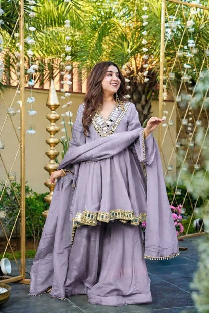 Alia Cut Kediya Style Kurti with Plazzo and Dupatta Set