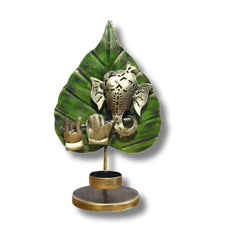 ASHAPURA GROUPS Divine Light & Luck: Iron Pan Ganesh Tealight Holder - Unique Decor with Hindu Blessing